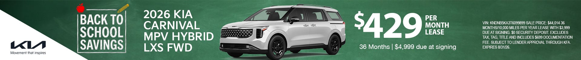 2026 Kia Carnival MPV Hybrid LXS FWD