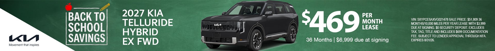 2027 Kia Telluride Hybrid EX FWD
