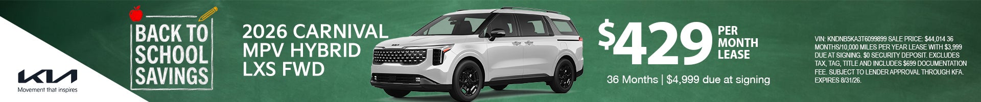 2026 Kia Carnival MPV Hybrid LXS FWD