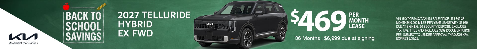 2027 Kia Telluride Hybrid EX FWD