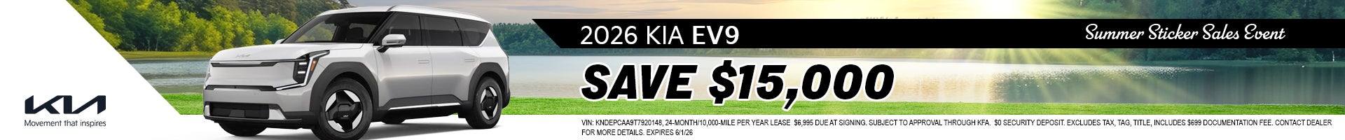 2026 KIA EV9 Save $15,000