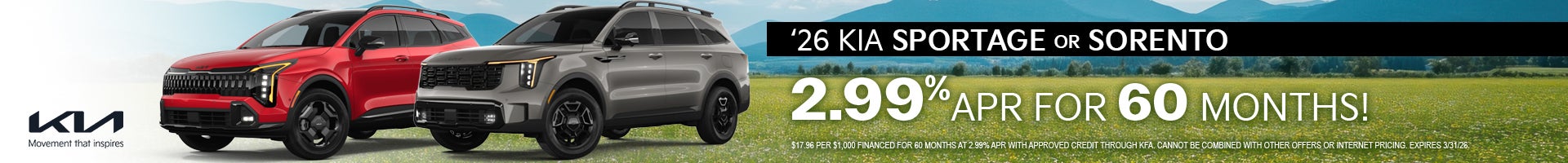 2026 Kia Sportage or Sorento